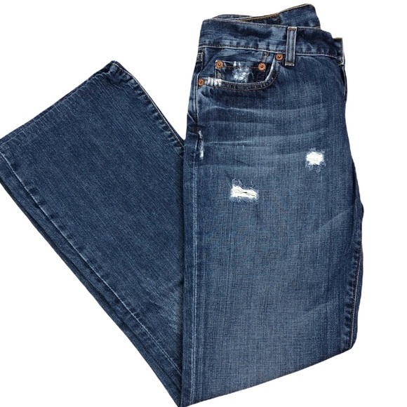 Lucky Brand Denim - Lucky Brand womens dungarees with holes distressing size 8 29 low rise boot y2k